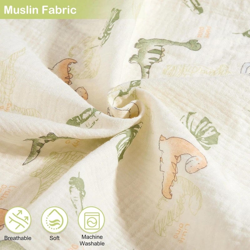 Basumee Muslin Changing Pad Cover Waterproof 2 Pack Baby Changing Table Covers for Boys and Girls Soft Breathable Nursery Diaper Change Table Cover Pad Fits 32"x16", Green - Image 3